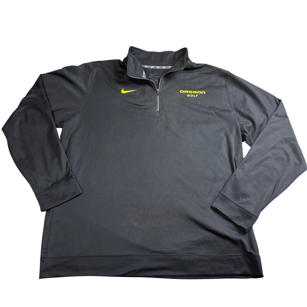Nike Pullover Shirt Men's Size XL Oregon Golf Dri-FIT 1/4 Zip Black Athletic